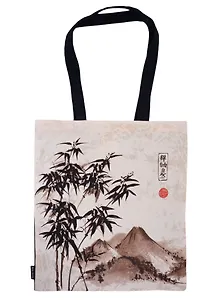 Сумка-шоппер Японская живопись (бежевая) (текстиль) (40х32)