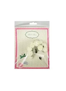 Розы-букетики с сеточкой молочный  с подложкой в пакете