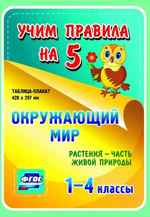 Окружающий мир. Растения - часть живой природы. 1-4 классы. Таблица-плакат — 2784487 — 1