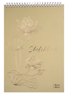 Скетчбук А4 40л "Лотос" 160г/м2, тонир. картон, фольга, спираль