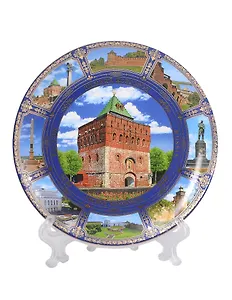 Тарелка декоративная Дмитриевская башня (фарфор) (10см) (Нижний Новгород) (10-K8-76-1)