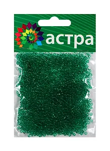 Набор д/творчества АСТРА Бисер 11/0 20гр 7 св.зеленый/прозрачный