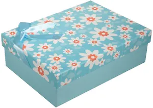 Коробка подарочная "Ромашки" голубая, 22*15*7см