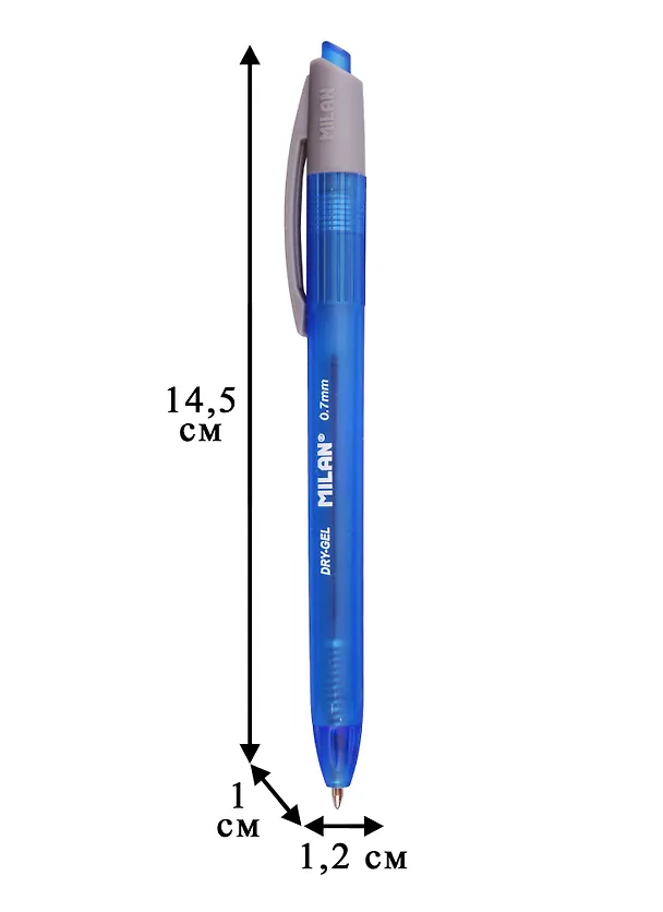 Шариковая ручка синяя автоматическая 0,7 мм, Dry-gel, Milan 245980 — 2