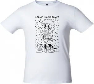 Футболка "СПб. Кот под зонтом", цвет белый, р-р XL (FW-01-D13-XL) 2859448