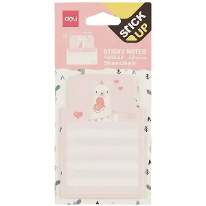 Блок бумаги самоклеящийся "Коты и ламы" 50*76мм 20л, ассорти, Deli