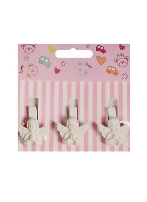 Набор прищепок декоративных, 3 шт, полистоун,ангел 2537216