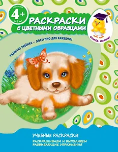 Раскраски с цветными образцами. Щенок