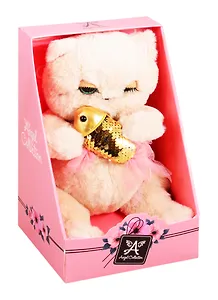 Мягкая игрушка Angel Collection Киска Персик с рыбкой (24 см) (681854) (коробка)