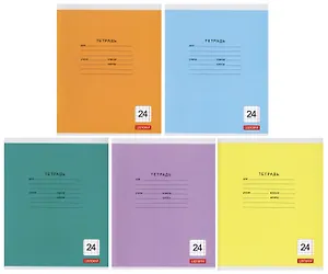 Тетрадь в клетку Listoff, "Однотонная серия", 24 листа, в ассортименте
