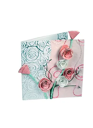 Открытки ручной работы "Розовые розы" 16,5*16,5 см из бумаг ручного отлива 00008246 2392971