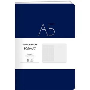 Книга для записей А5 80л лин. "Format" син.иск.кожа, интегр.переплет, тиснение фольгой, скругл.углы, инд.уп.