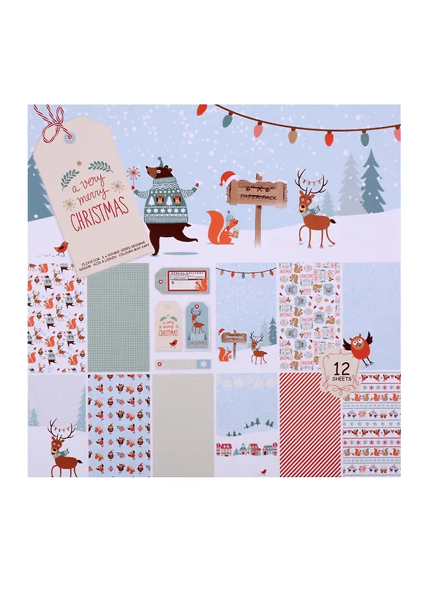 Бумага для скрапбукинга «A Very Merry Christmas», 12 листов, 15,2х15,2 см, двусторонняя, 12 дизайнов 2644180 — 1