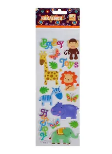 Наклейки объем. Забав. животные-2 (FD060054) (C22577) (8,5х19,5см) (ассорти) (5 дизайнов) (упаковка)