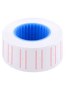 Лента для этикет-пистолета 21*12мм 600шт/рул., белая с красн.полосой