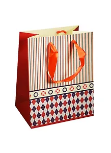 Пакет подарочный бумажный А5 18*23*10 "Ромбы с полоской",нейтр., разноцвет., мат. ламинат, Хансибэг