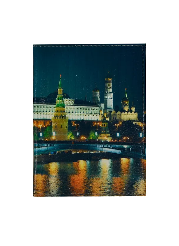 Обложка для паспорта нат.кожа "Ночной кремль", тип 1.2 "Print" 234201 — 1
