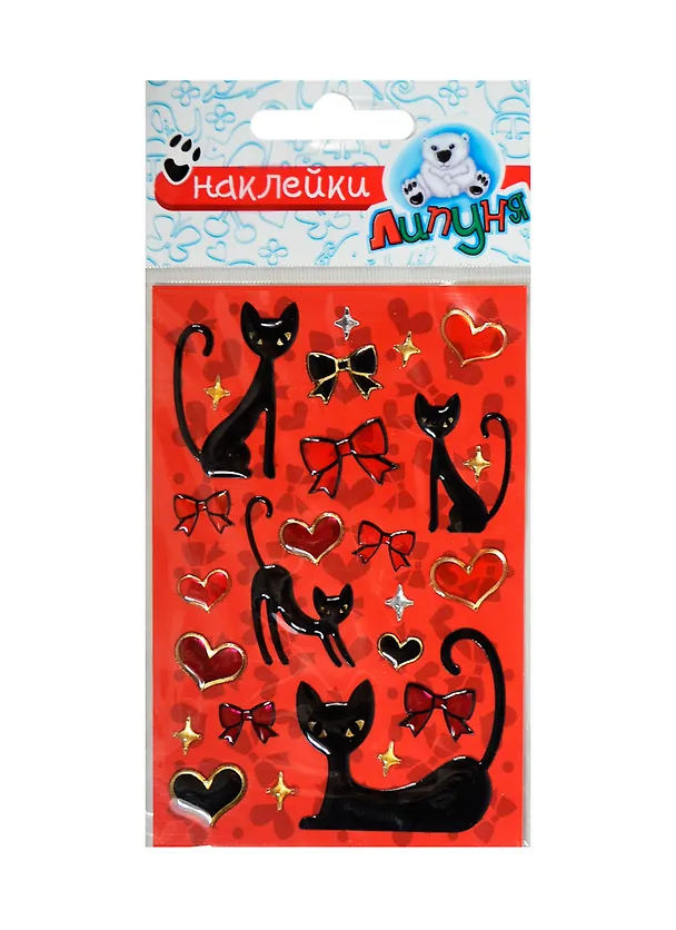 Н Кошки и сердца (bES011) (Большие гелевые наклейки) 2256931 — 1