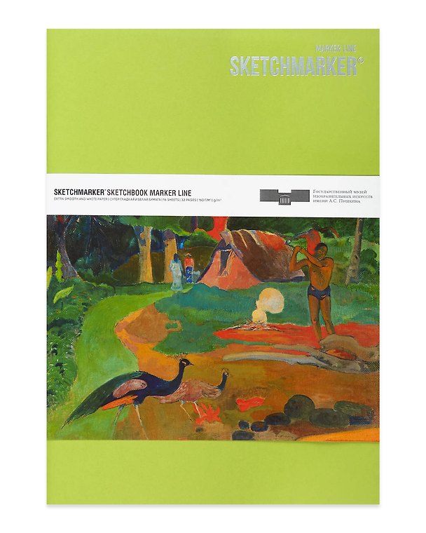 Скетчбук 17,6*25см 16л Sketchmarker&Pushkinskiy MARKER LINE "Гоген" 160г/м2, твердая обложка, цв.лайм, Sketchmarker 2951977 — 1