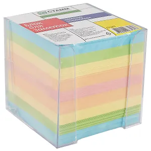 Блок-куб для записей, цветной, пластиковый бокс, 9 х 9 х 9 см