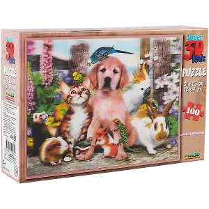 Пазл 100 Super 3D Kids Хорошие компаньоны (31х23) (5+) (10502) (коробка)