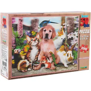 Пазл 100 Super 3D Kids Хорошие компаньоны (31х23) (5+) (10502) (коробка) 2663678