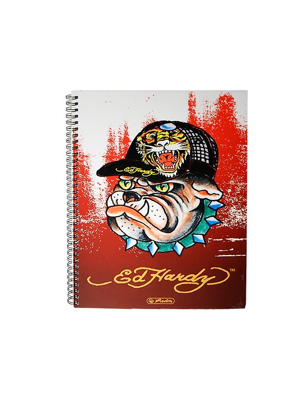 Тетрадь А4 70л лин. "EdHardy" евроспираль, мел.карт., выб.лак., блестки, перфор.листы, ассорти, Herlitz 231015 — 1
