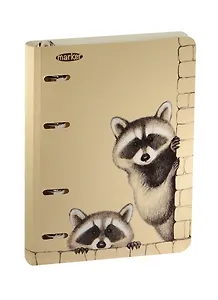 Тетрадь на кольцах в клетку Marker Arte, "Еноты", 100 листов, в ассортименте