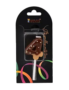 Свеча для торта Цифра 4 Глазурь шоколадная (4см) (блистер) (12-7color-candle_9)