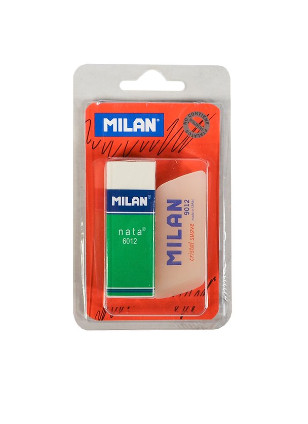 Ластик Milan, для карандашей 3H,2H, H, F, HB, B, 2В, 2 штуки 232113 — 1