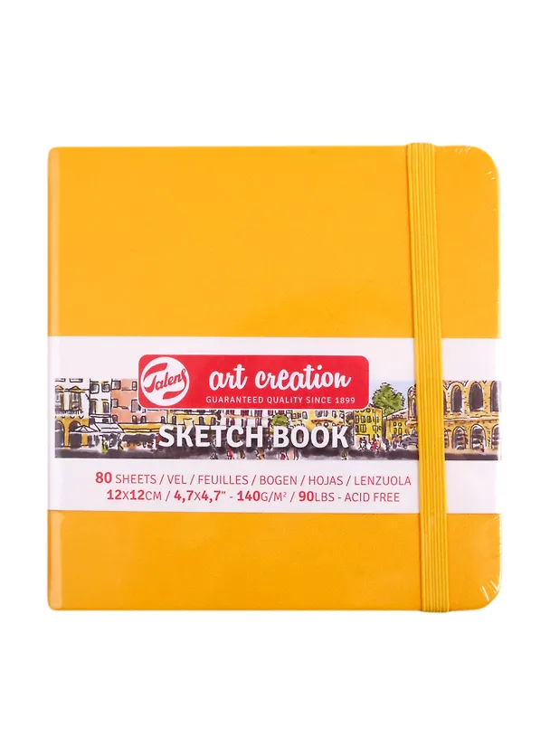 Скетчбук 12*12 80л "Art Creation" желтый, 140г/м2, слоновая кость, тв.обл., Royal Talens 256322 — 1