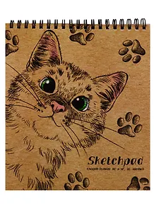 Скетчбук 168*195 40л "Котик" крафт бумага 80г/м2, карт.обл., тв.подложка, гребень