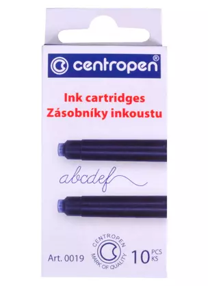 Картриджи для перьевой ручки Centropen, синий, 10 штук — 261387 — 1