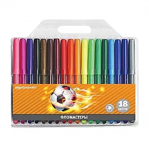 Фломастеры 18цв "Футбол" блистер, подвес, schoolФОРМАТ