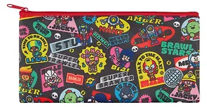 Пенал-косметичка "Brawl Stars" черная, полиэстер, на молнии, 204*105 мм