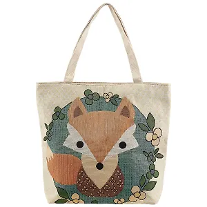 Сумка-шоппер на молнии Лиса (43х40) (текстиль) в ассортименте