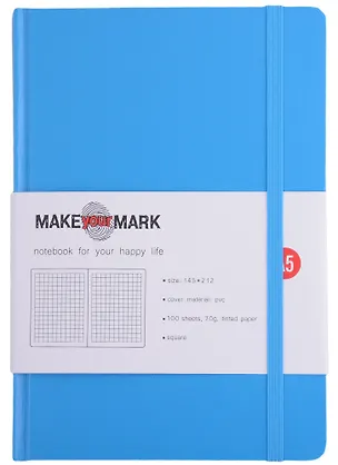 Книга для записей А5 100л кл. "Make your mark" голуб.тв.переплет, тонир.блок, резинка, ляссе, инд.уп. 2882772