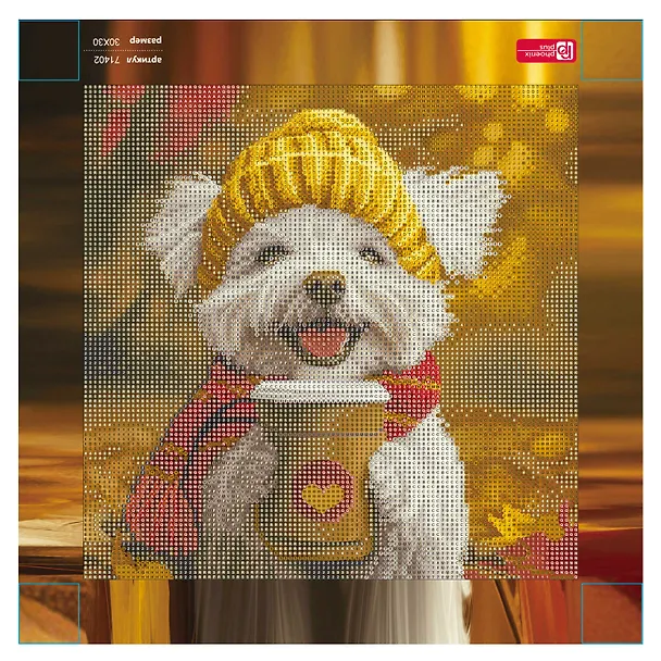 Алмазная  мозаика (набор для творчества) арт. 71402 Песик с кофе, размер: 30*30 см 3131145 — 3