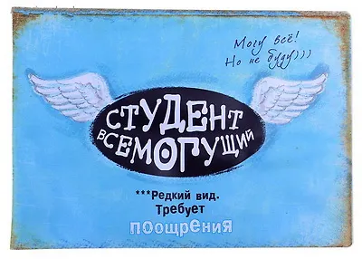 Обложка для зачетной книжки пластик Студент всемогущий 15,5*12 см (586160) 2346982 — 1