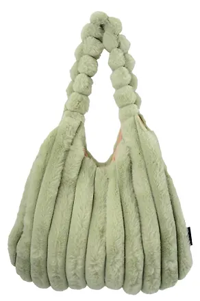 Сумка-шоппер с объёмной ручкой (зеленая) (плюш) (35х35см) 3127815