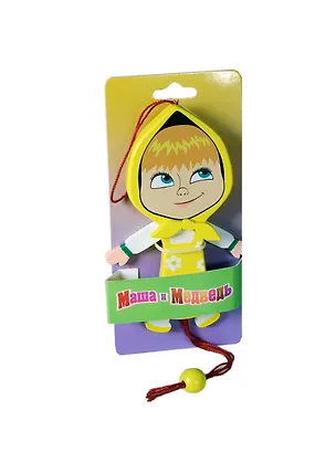 Игрушка деревянная Маша дергунчик хитрая (желтая) (YX104) (упаковка) 2394915