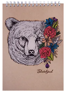 Скетчбук A5 40 листов "Весенний медведь (графика)", нелинованный