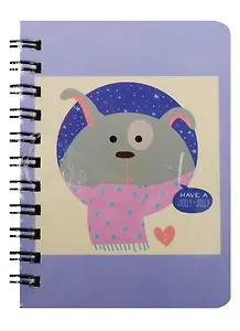Записная книжка А7 80л кл. "Песик в шарфике" спираль, Kairui