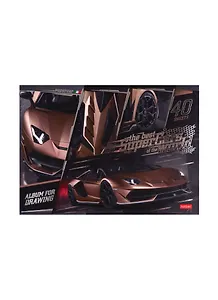 Альбом для рисования Hatber, SuperCarsWorld, А4, 40 листов, на скрепке