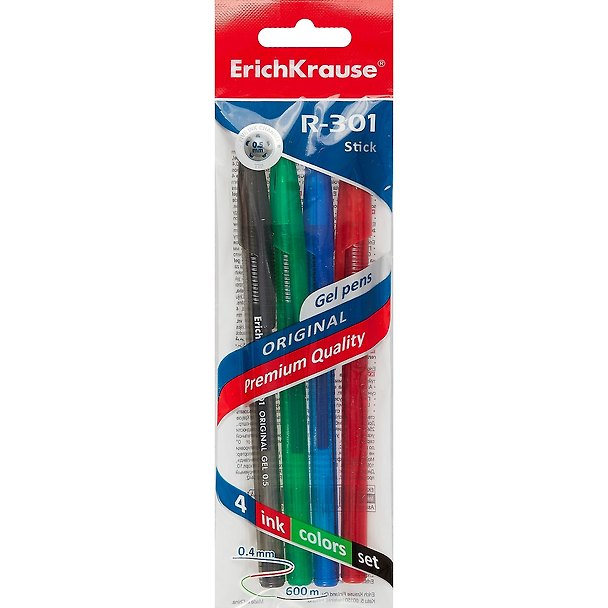 Набор гелевых ручек 4 цвета 0,5 мм R-301 Original Gel Stick, Erich Krause 259139 — 1