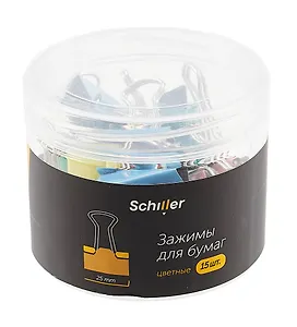 Зажимы для бумаг 25 мм 15 штук, цветные