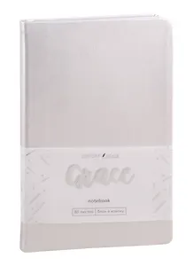 Книга для записей А5- 80л кл. "Graсe" серебряный дождь, иск.кожа, ляссе, инд.уп.