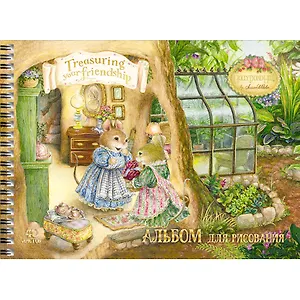 Альбом для рисования 40л А4 "Holly Pond Hill. Мышкин дом" евроспираль, мел.карт., тисн.фольгой, глян.лак, офсет 140г/м2, Unnika