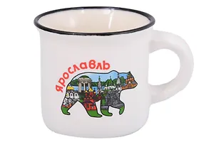 Кружка фарфор маленькая Медведь (Белая) (Ярославль) (75мл) (065-9-M-27M-W)