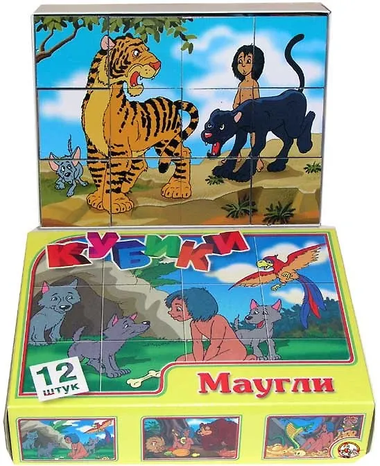 Игра, Кубики 12шт "Маугли" 00529 1885665 — 2